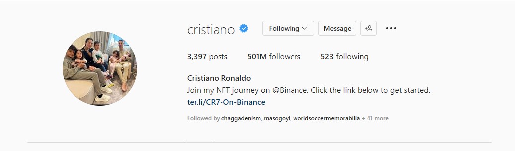 500million followrs for cristiano ronlado