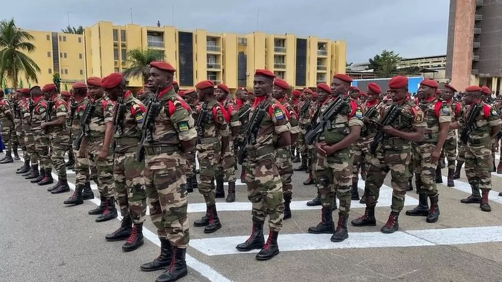 Soldier during the Inaugration of Brice Nguema